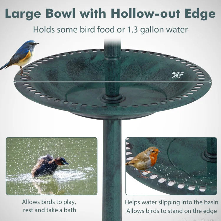 Oeny Versatile Pedestal Bird Bath Solar Light Flower Planter