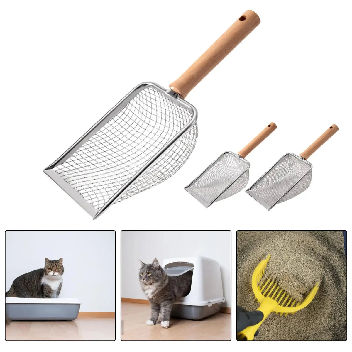 Heavy Duty Metal Cat Litter Scooper With Ergonomic Handle System