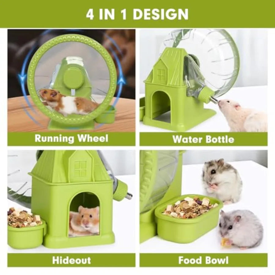 Quiet Hamster Exercise Wheel With Hideout And Water Bottle