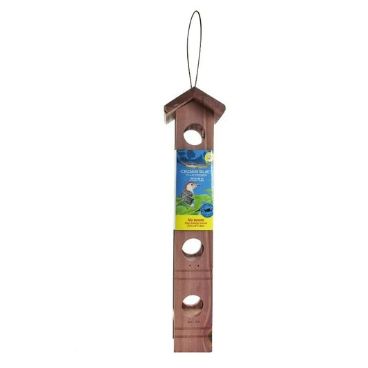 US Made Cedar Bird Suet Feeder With Four Plug Capacity