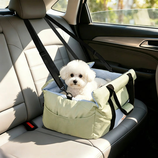 Soft Dog Car Seat With Safety Belt And Storage Pocket