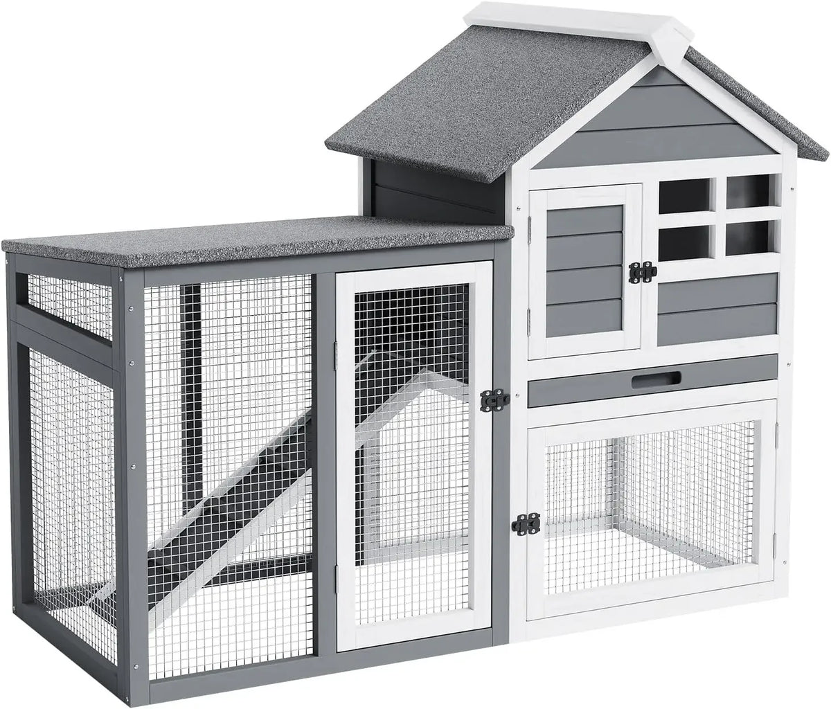 Garvee Wooden Two Story Small Animal Hutch With Waterproof Roof