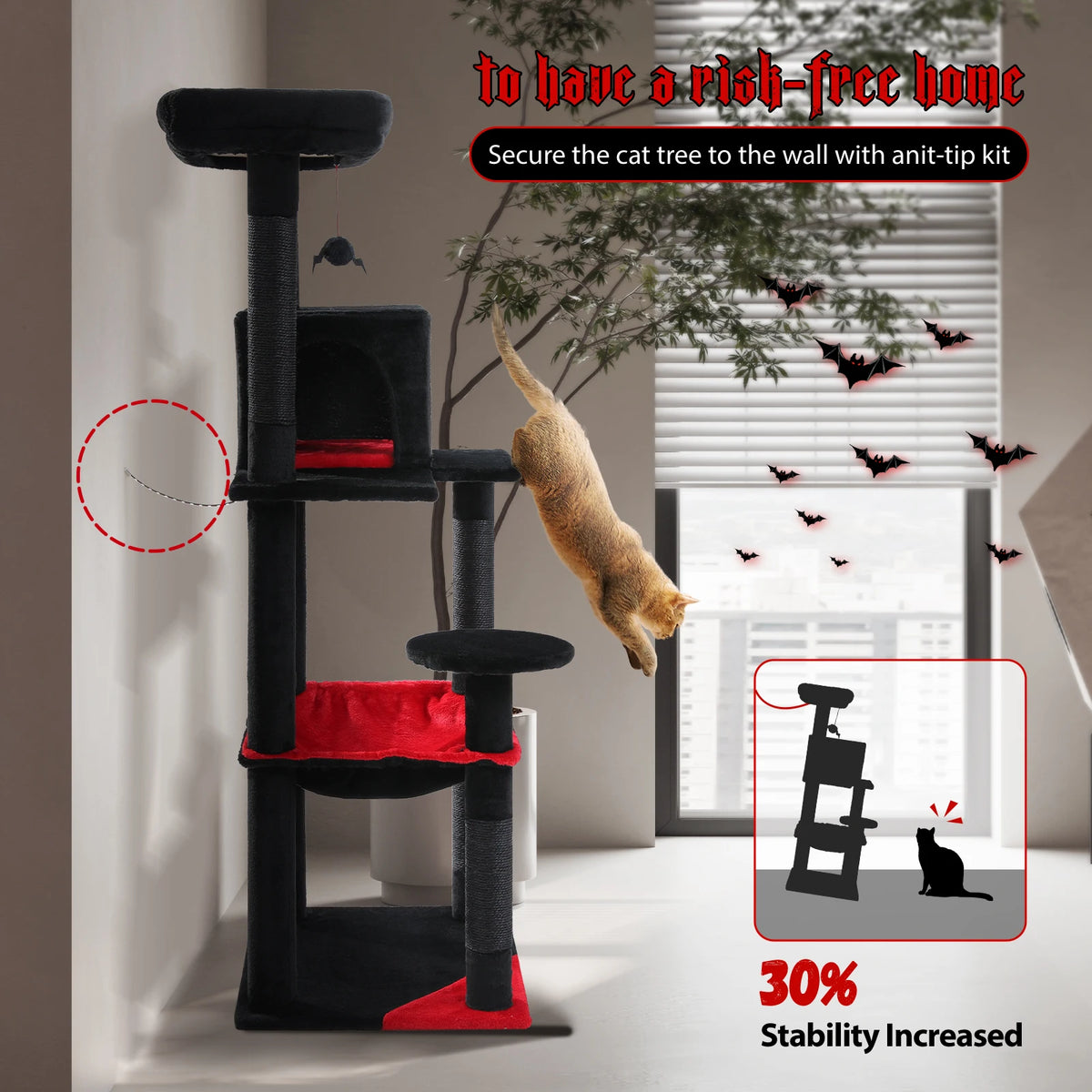 PAWZ Road Gothic Cat Tower With Sisal Posts And Luxury Hammock