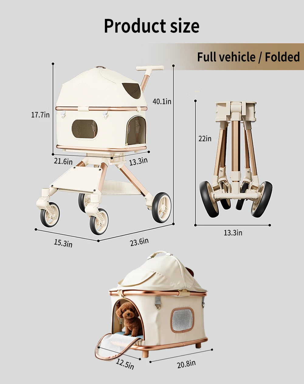 Dog And Cat Stroller Featuring Secure Restraints And Ventilation