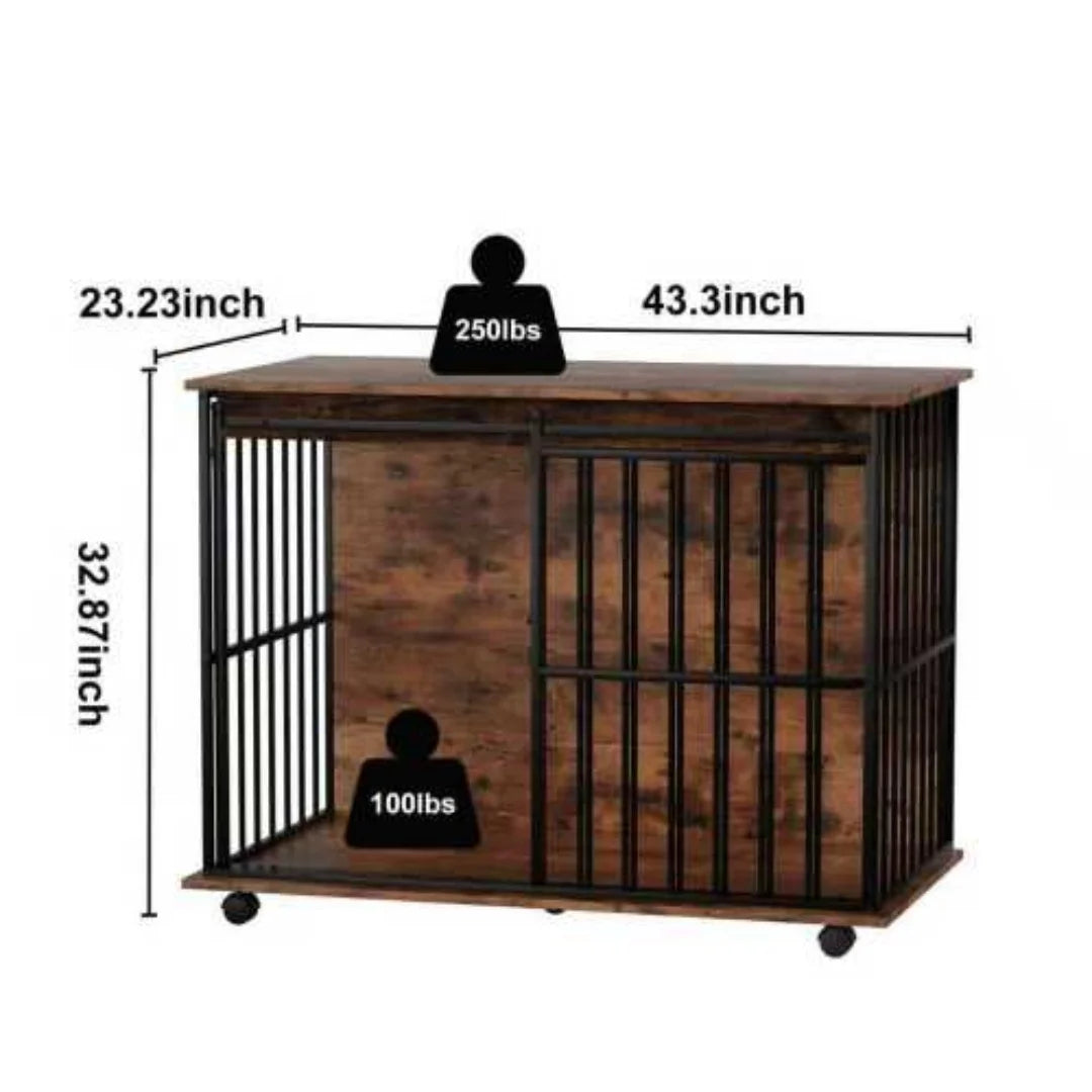 Sturdy Wooden Dog Crate Furniture With Sliding Door