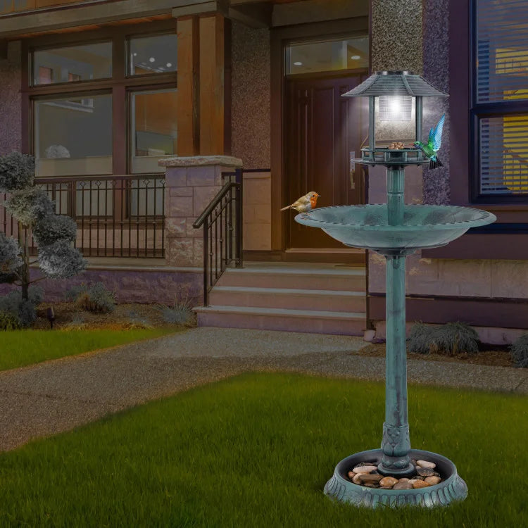 Oeny Versatile Pedestal Bird Bath Solar Light Flower Planter