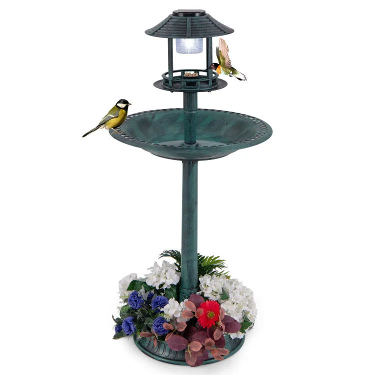Oeny Versatile Pedestal Bird Bath Solar Light Flower Planter