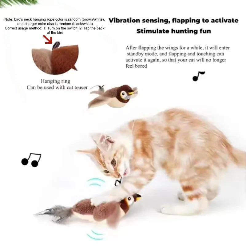 Interactive Touch Activated Plush Chirping Bird Toy For Pets
