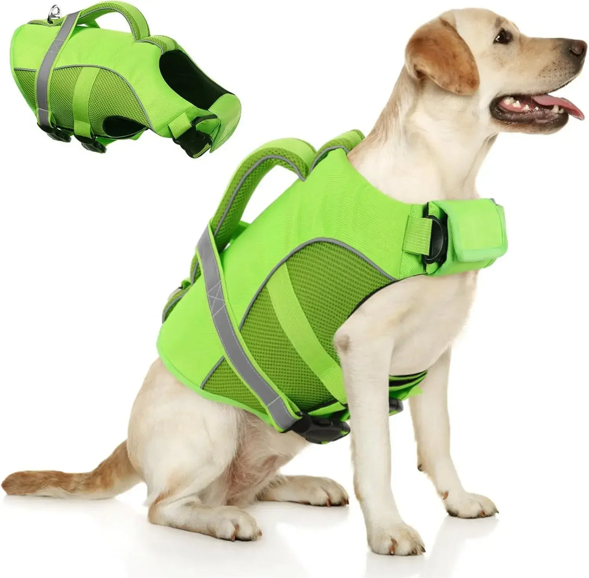 Durable Mesh Dog Life Vest With Reflective Strips And Handle