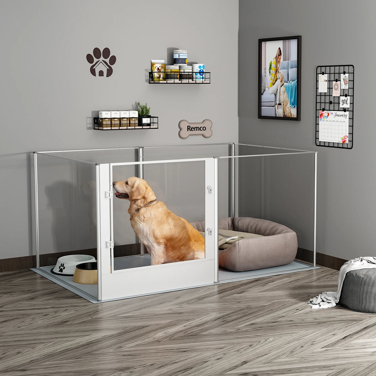 BINGOPAW Acrylic Dog Playpen Fence And Kennel Crate