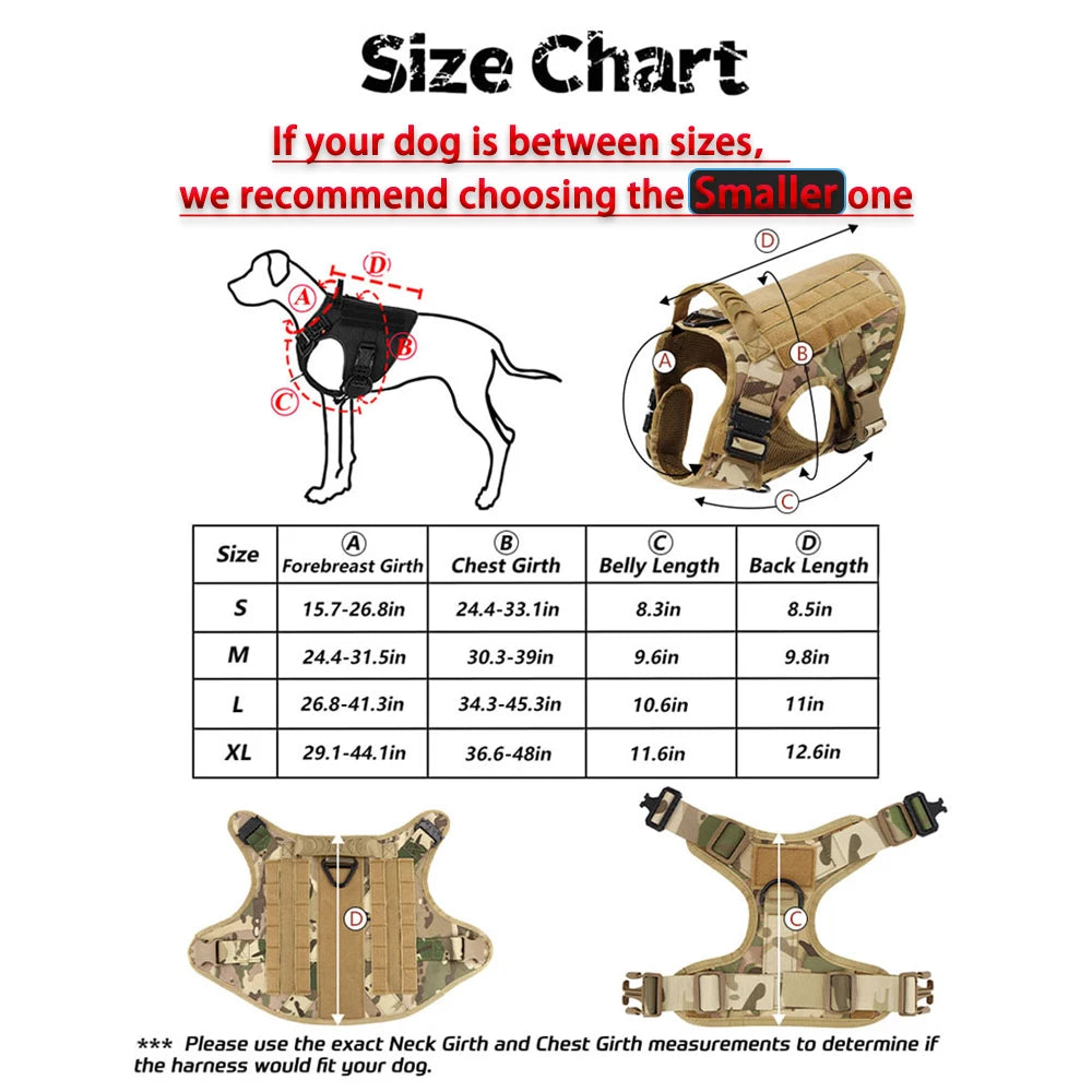 PetraVel Tactical Nylon Dog Harness With Adjustable Leash