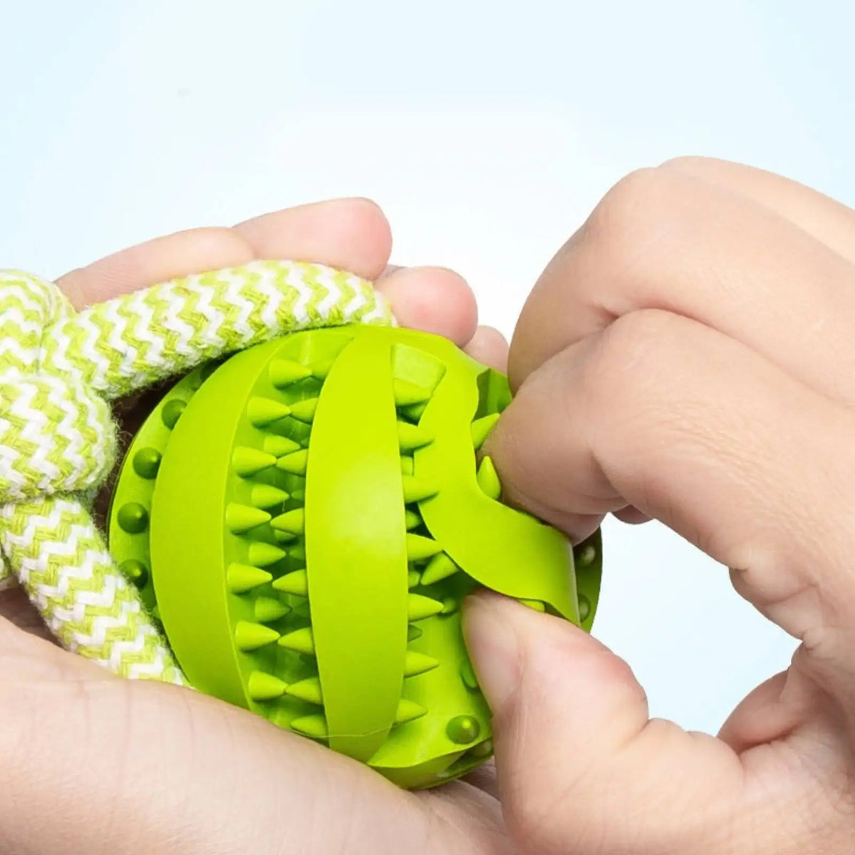 Durable Cotton Rope Dog Chew Toy With Treat Dispensing Ball