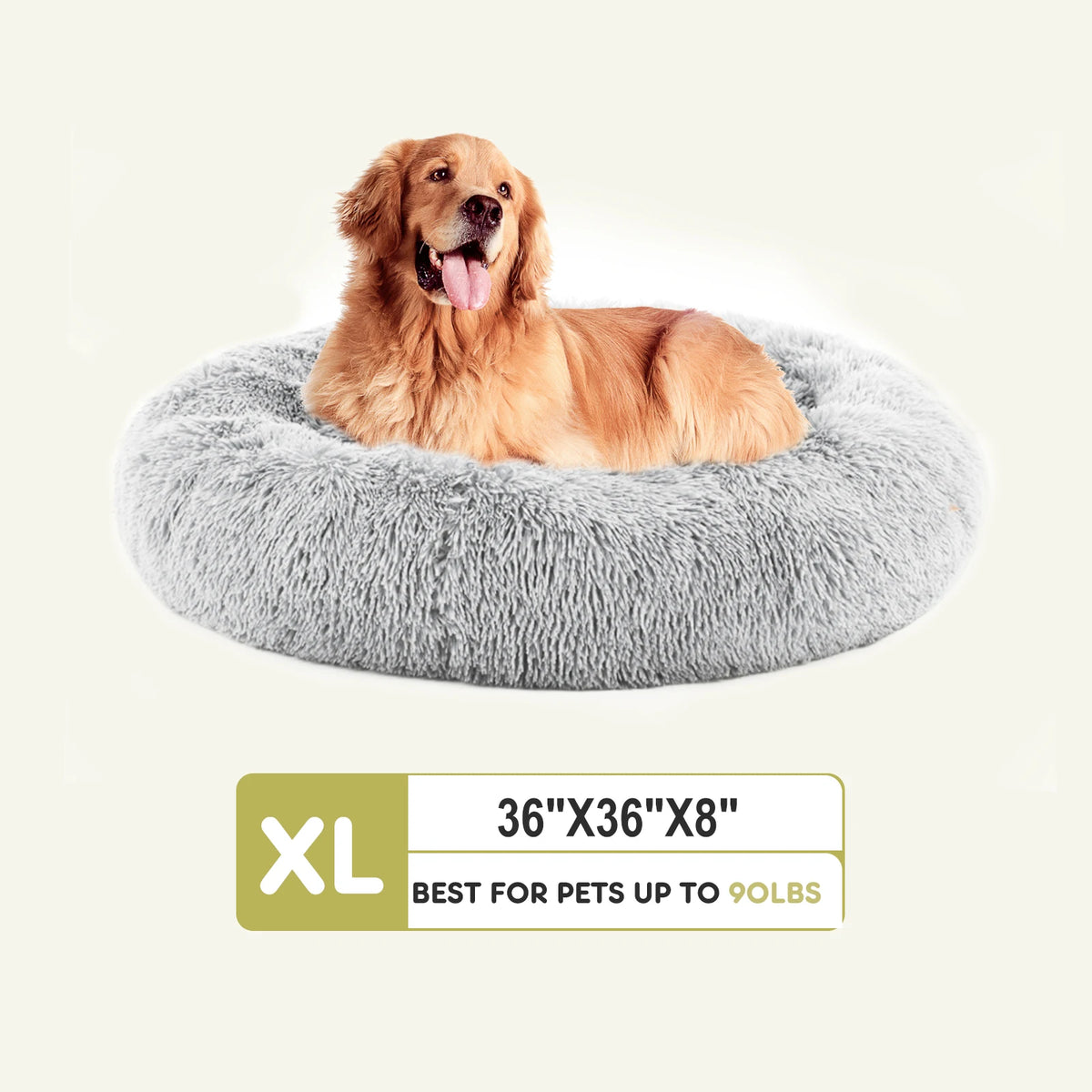 JHK Round Plush Faux Fur Calming Dog Bed Antiskid Bottom