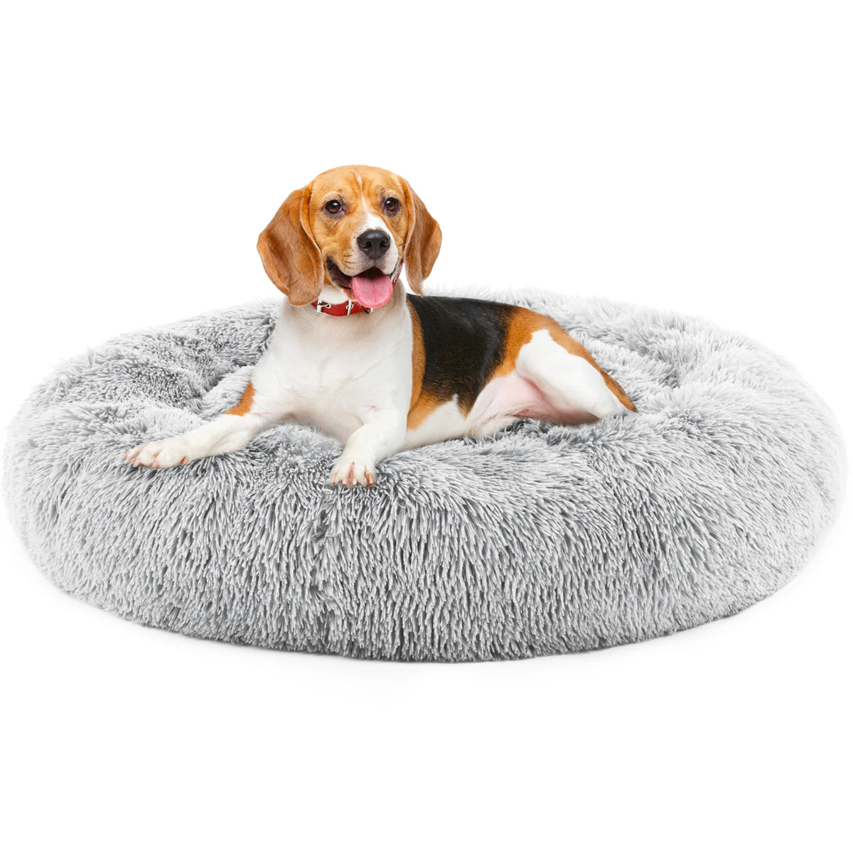 JHK Washable Round Dog Bed Featuring Soft Coral Fleece Surface