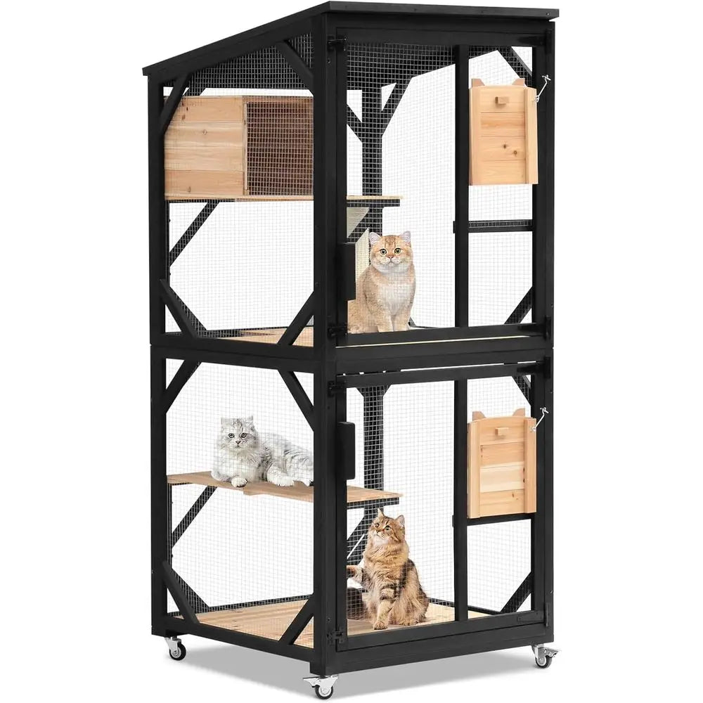 Outdoor Cat Catio With Removable Platforms And Weatherproof Roof