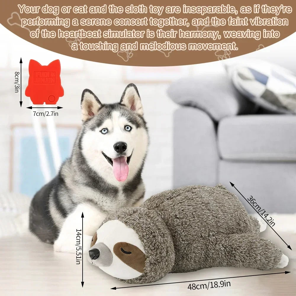 Heartbeat Sloth Plush Dog Toy For Calming Anxiety Relief