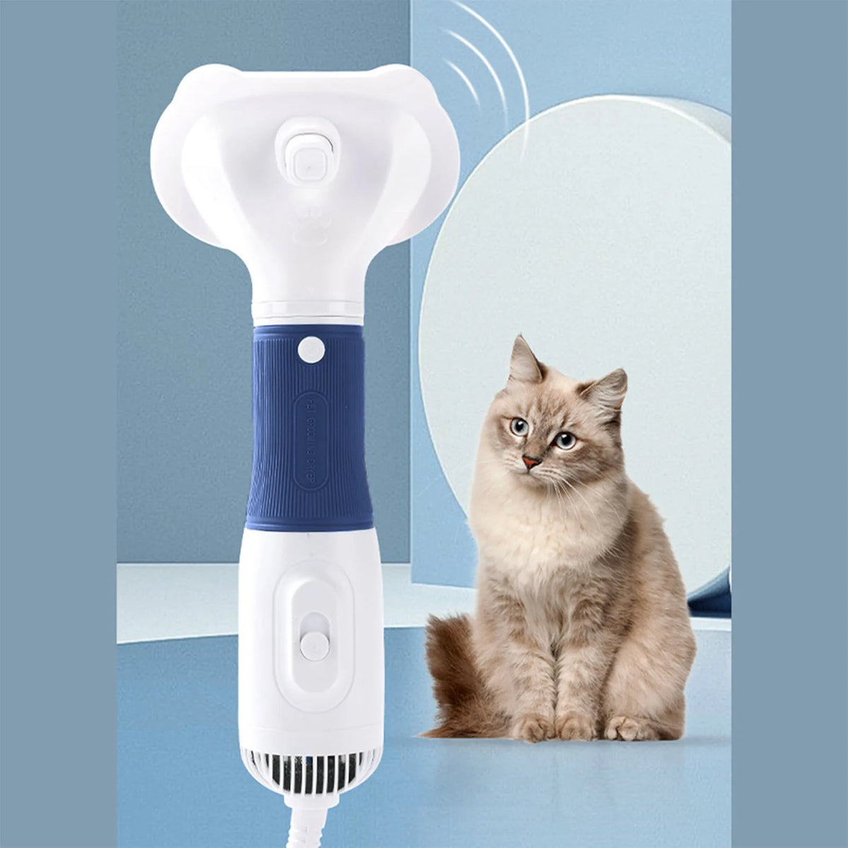 3In1 Pet Hair Dryer With Slicker Brush Low Noise Grooming