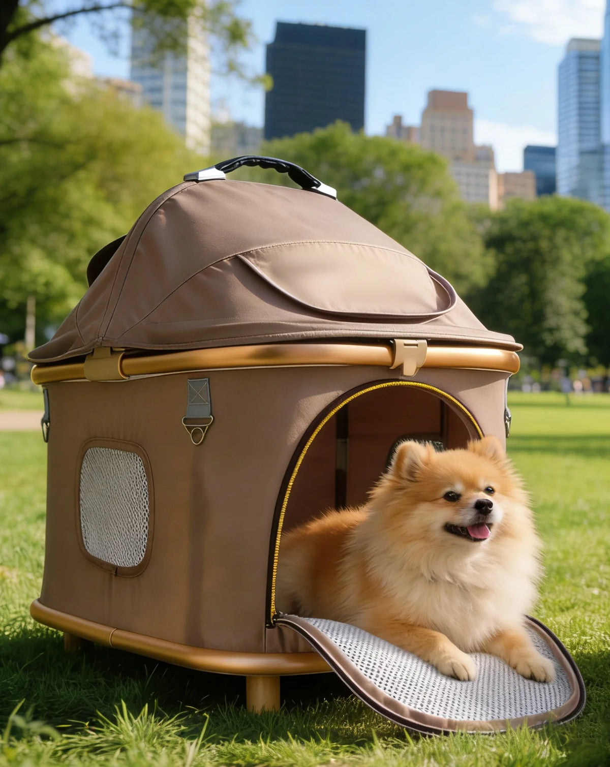Dog And Cat Stroller Featuring Secure Restraints And Ventilation