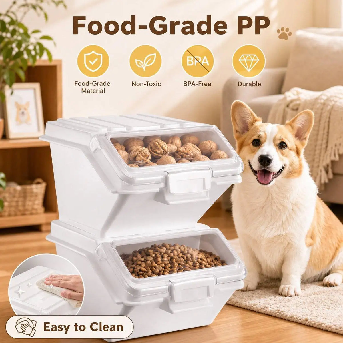 Premium Airtight Dog Food Storage Container With Measuring Scoop