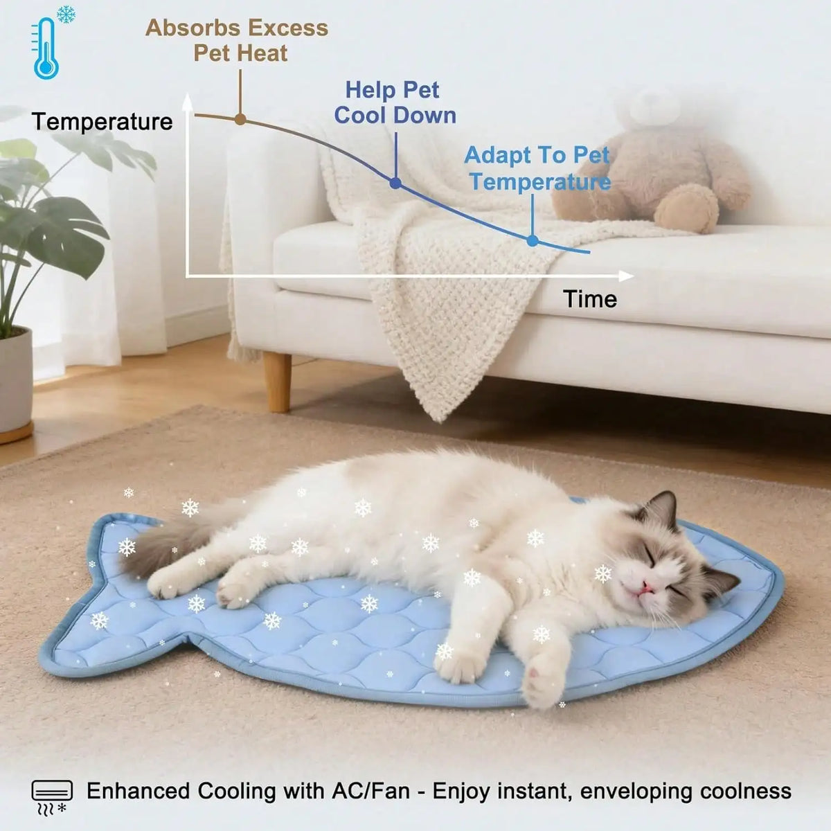 Machine Washable Ice Silk Cooling Mat For Small Pets