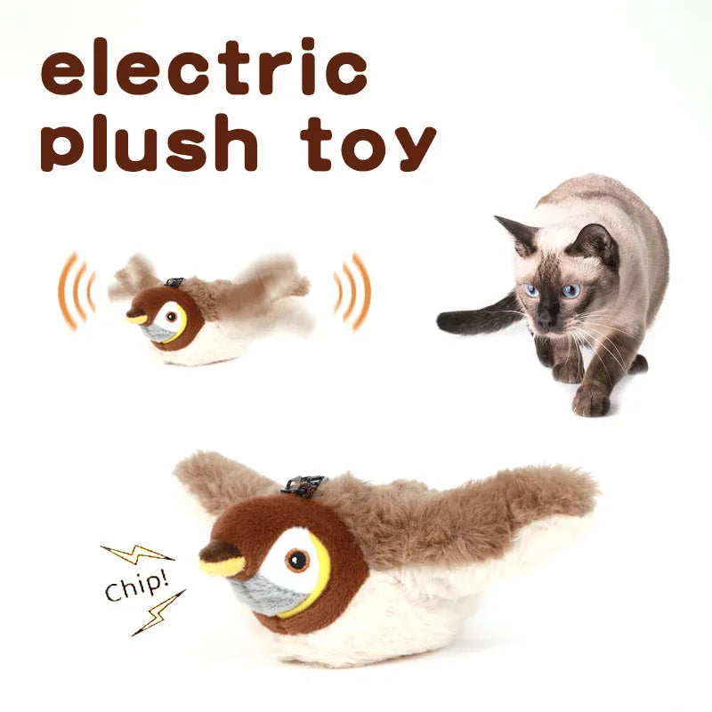 Interactive Touch Activated Plush Chirping Bird Toy For Pets