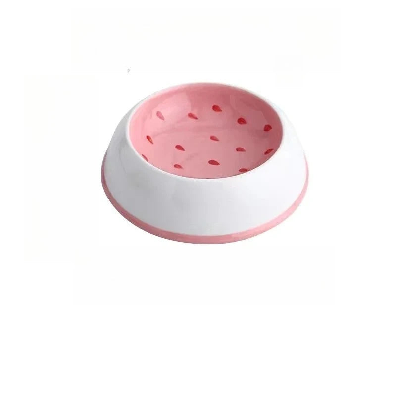 Ceramic Watermelon Cat Food Bowl With Slow Feeder Design