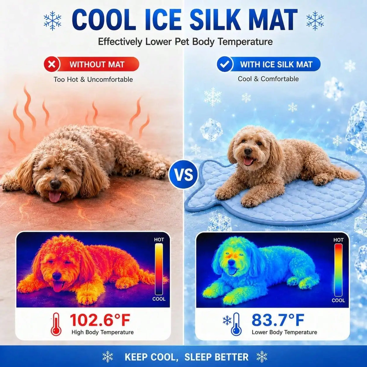 Machine Washable Ice Silk Cooling Mat For Small Pets
