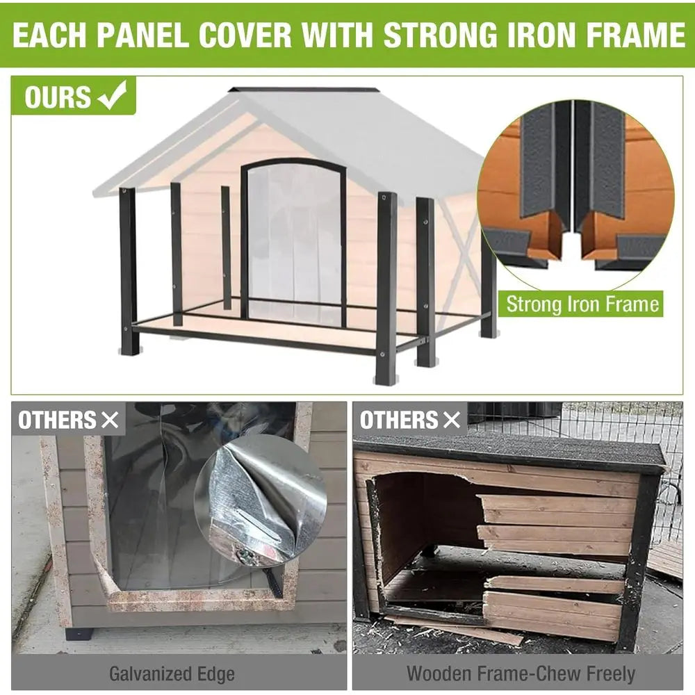 Durable Indoor Outdoor Dog House With Iron Frame And Wood Base