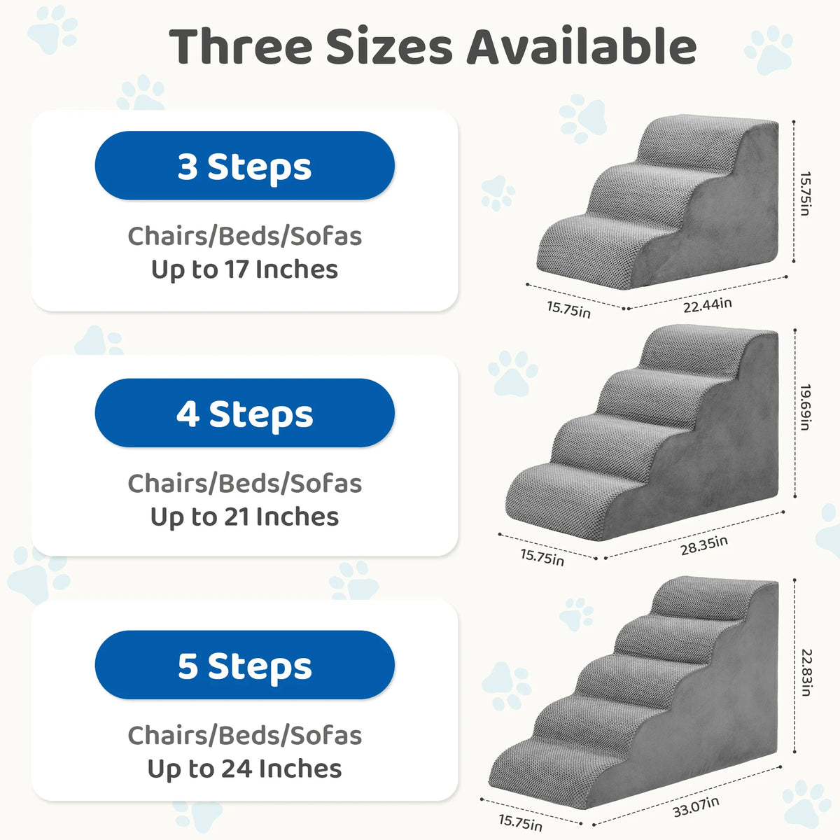 Curved Foam Dog Stairs Ramp Non Slip Indoor Pet Ladder