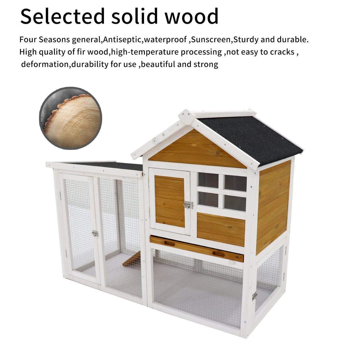 Deluxe Two Story Wooden Rabbit Hutch With Secure Locking Doors