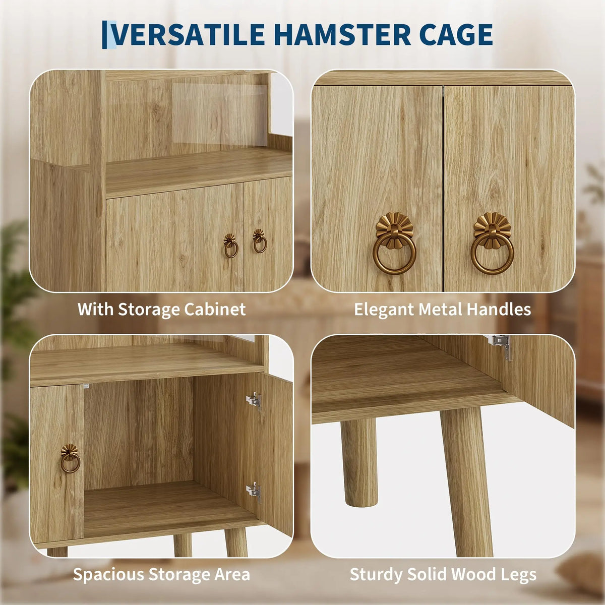Wooden Hamster Cage Spacious Small Pet Home Enclosure