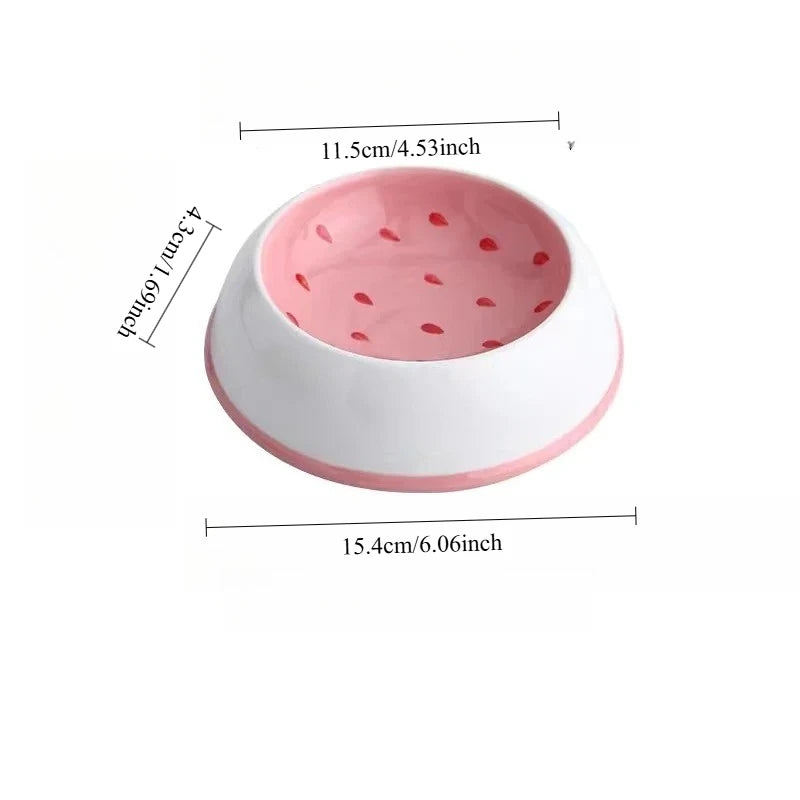Ceramic Watermelon Cat Food Bowl With Slow Feeder Design