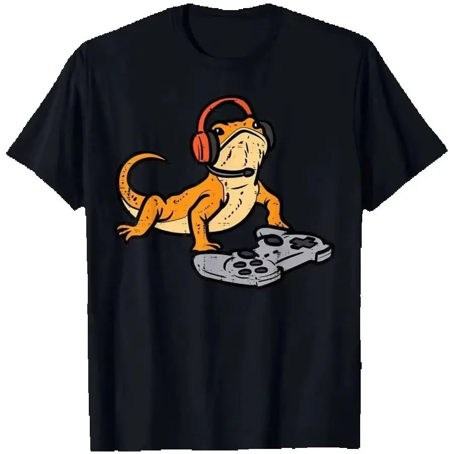 Bearded Dragon Gamer Men Premium Cotton Graphic Shirt