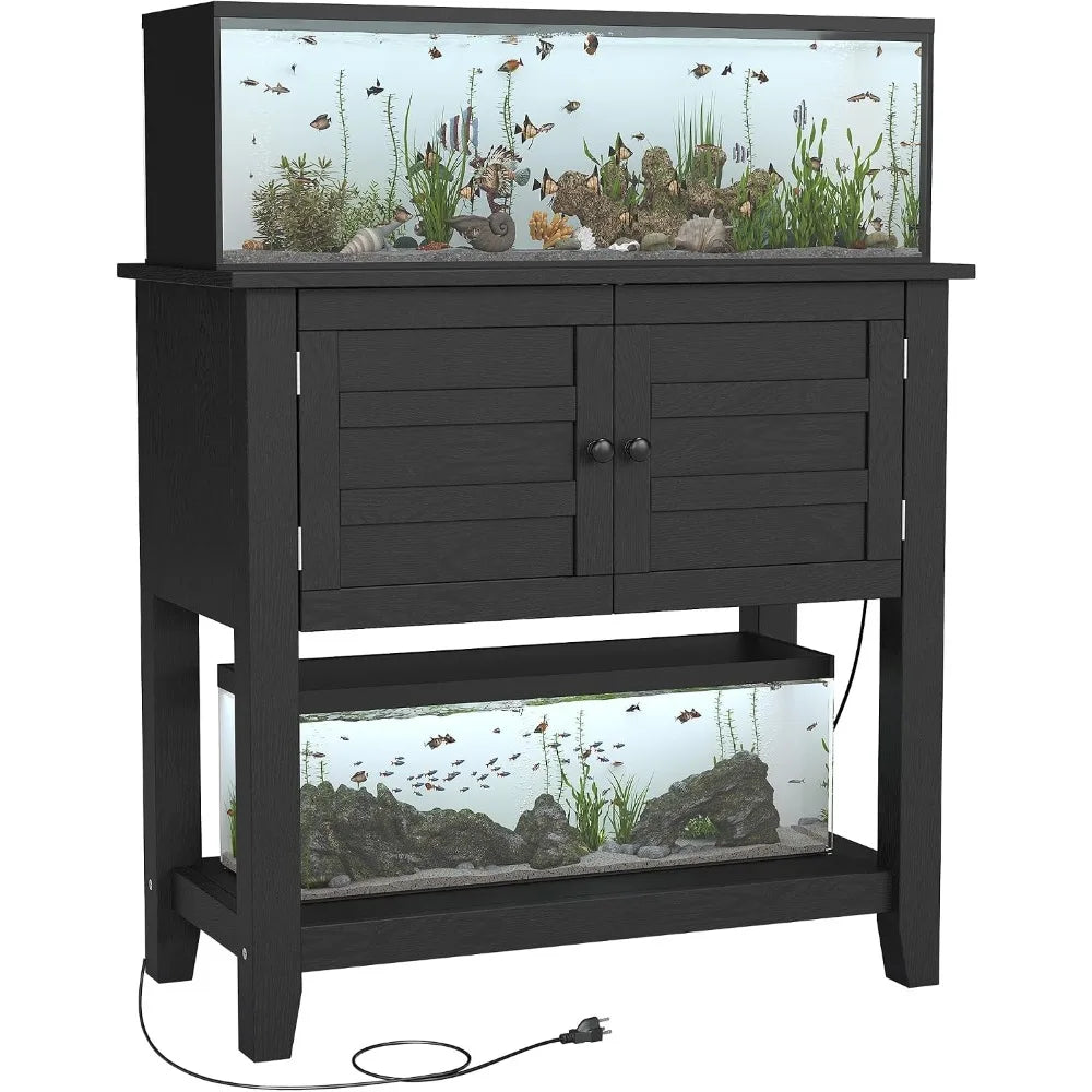 Heavy Duty Steel Aquarium Stand With Magnetic Doors And Charging