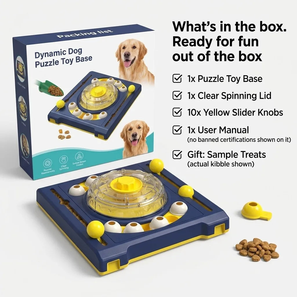 Durable Turntable Dog Puzzle Toy With Interactive Treat Dispenser