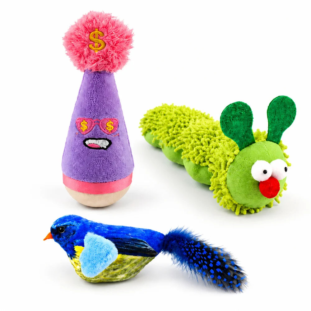 Zoe Interactive Wobble Cat Toy With Soft Chirping Bird