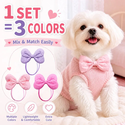 Quilted Leather Bow Tie Set For Dogs Cats Party Accessory