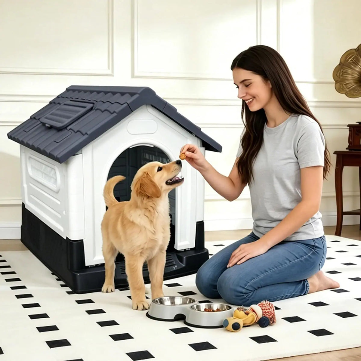Twisterck Waterproof Dog House Featuring Elevated Porch Design