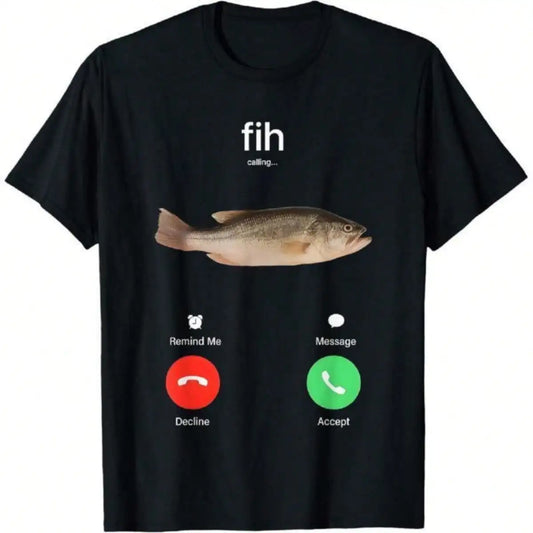 Mens Cotton Crew Neck Tee Shirt Featuring Phone Call Graphics