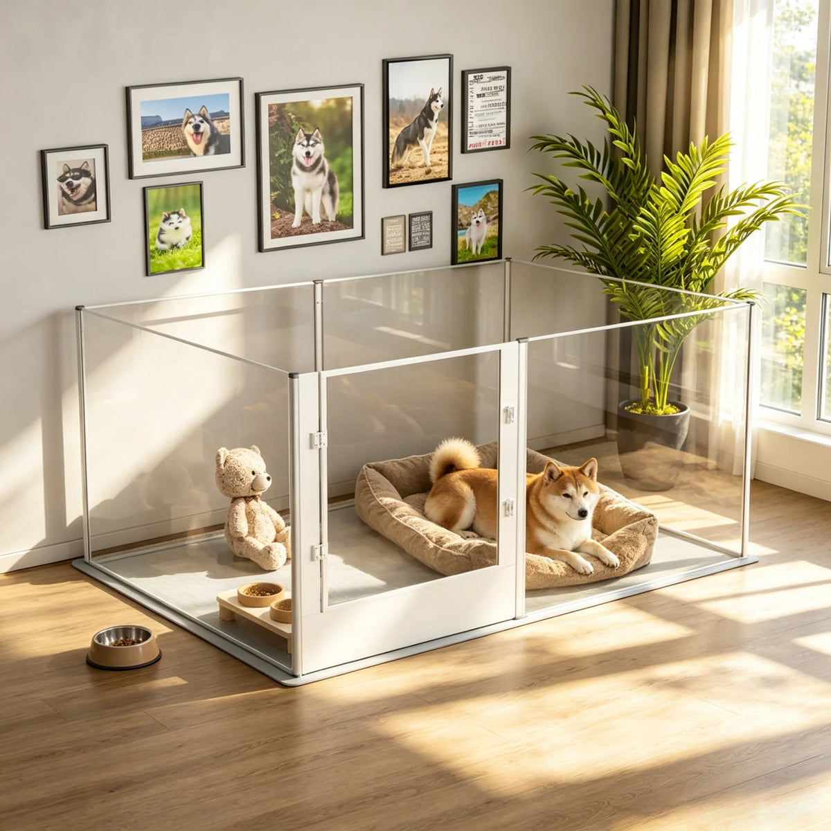 BINGOPAW Acrylic Dog Playpen For Indoor Pet Kennels Whelping Box