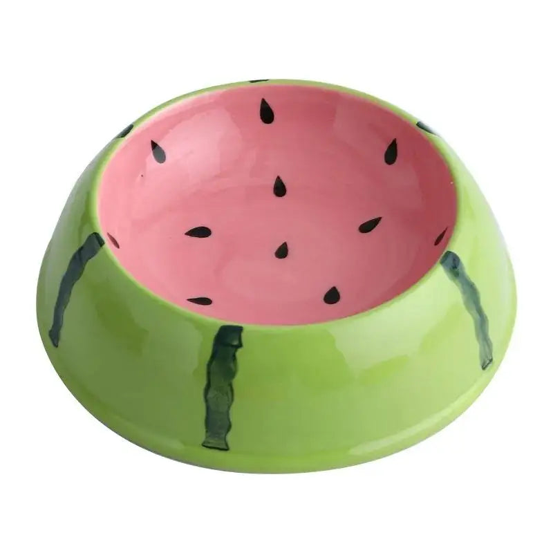 Ceramic Watermelon Cat Food Bowl With Slow Feeder Design
