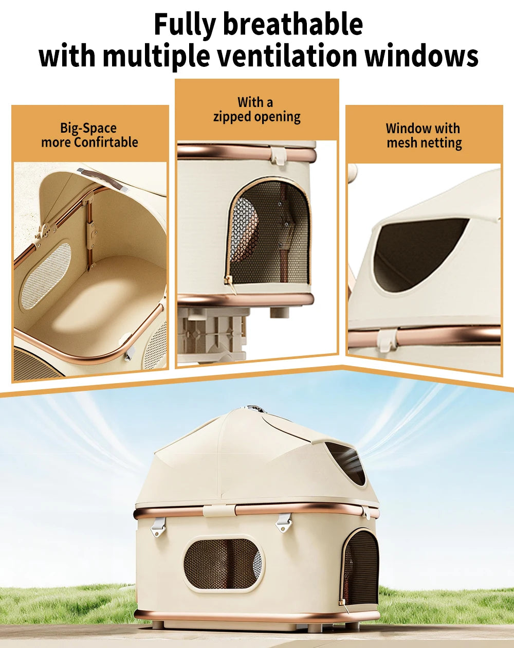 Dog And Cat Stroller Featuring Secure Restraints And Ventilation