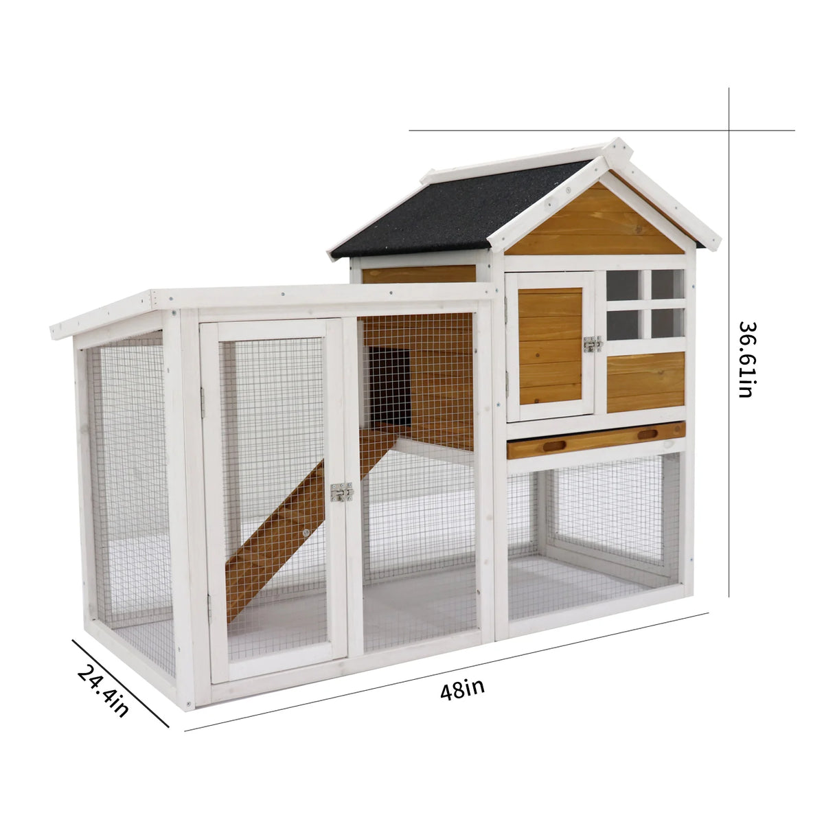 Deluxe Two Story Wooden Rabbit Hutch With Secure Locking Doors