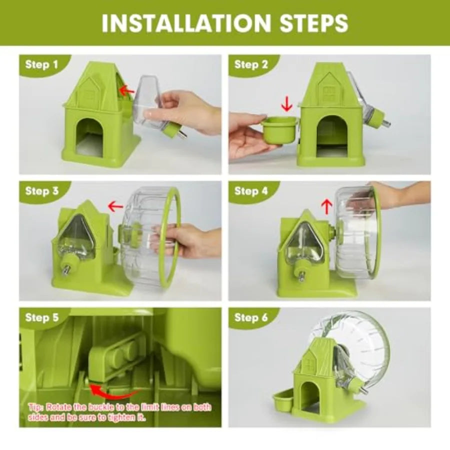 Quiet Hamster Exercise Wheel With Hideout And Water Bottle