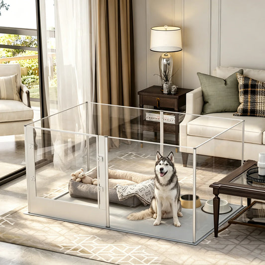 BINGOPAW Acrylic Dog Playpen For Indoor Pet Kennels Whelping Box