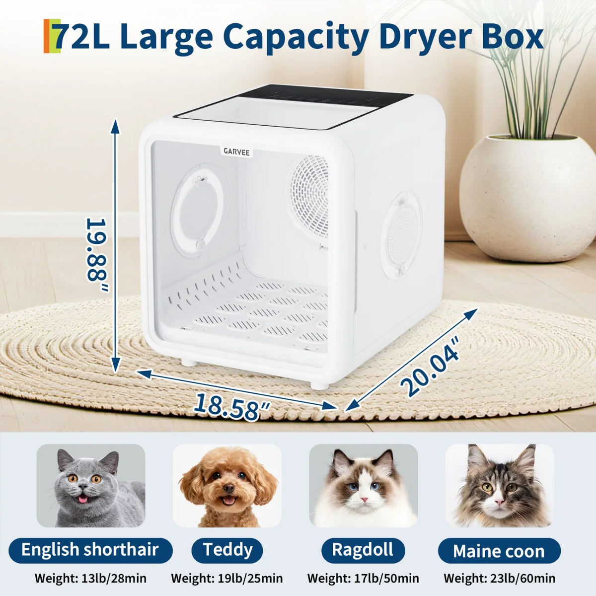 HiMISS Automatic Pet Grooming Dryer Box With Smart Temperature Control