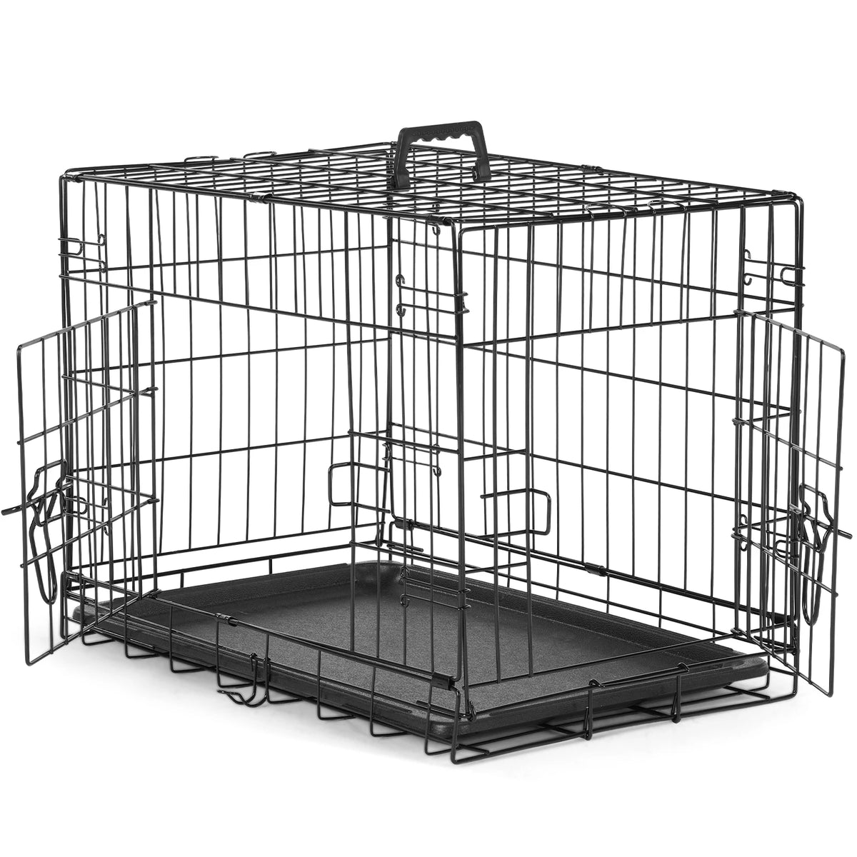 Jhk Foldable Metal Wire Dog Cage With Leakproof Pan Tray