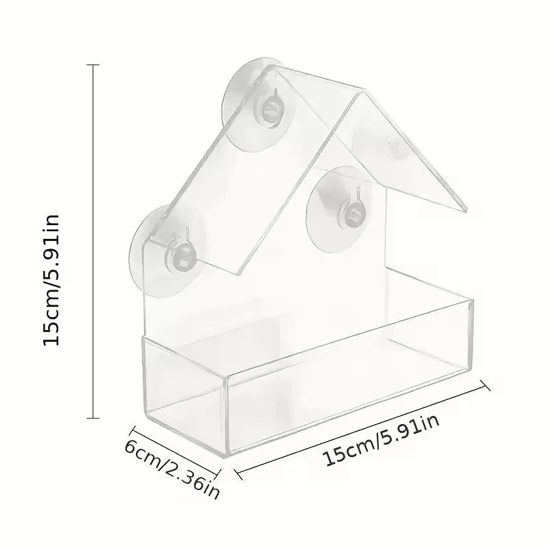 Automatic Window Bird Feeder Made Of Acrylic Suction Cups Included