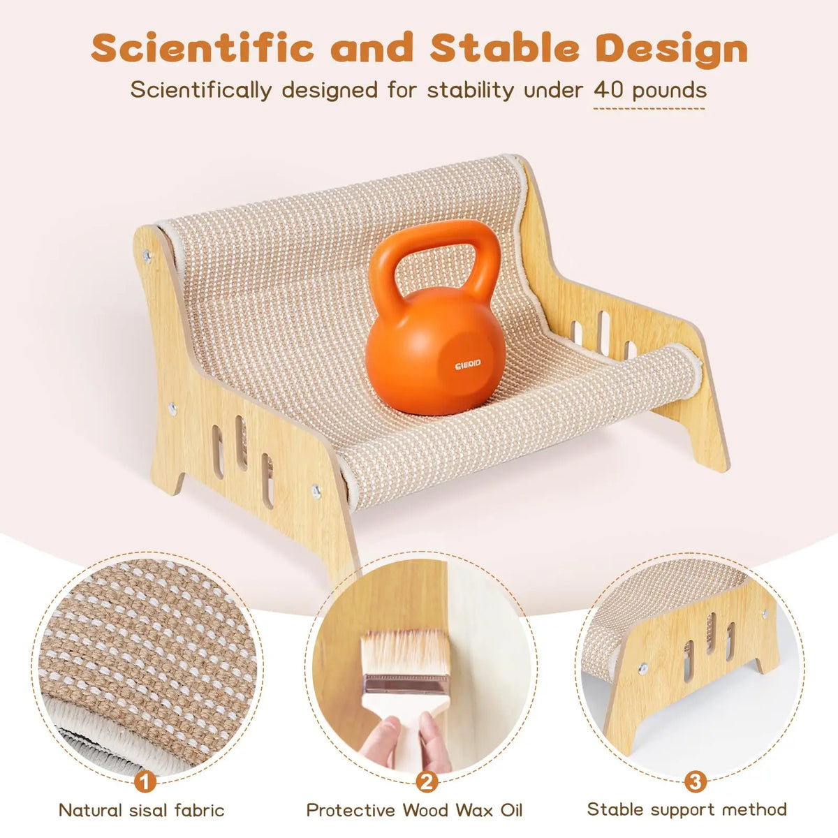 Sisal Cat Scratcher Bed With Comfortable Lounging Platform