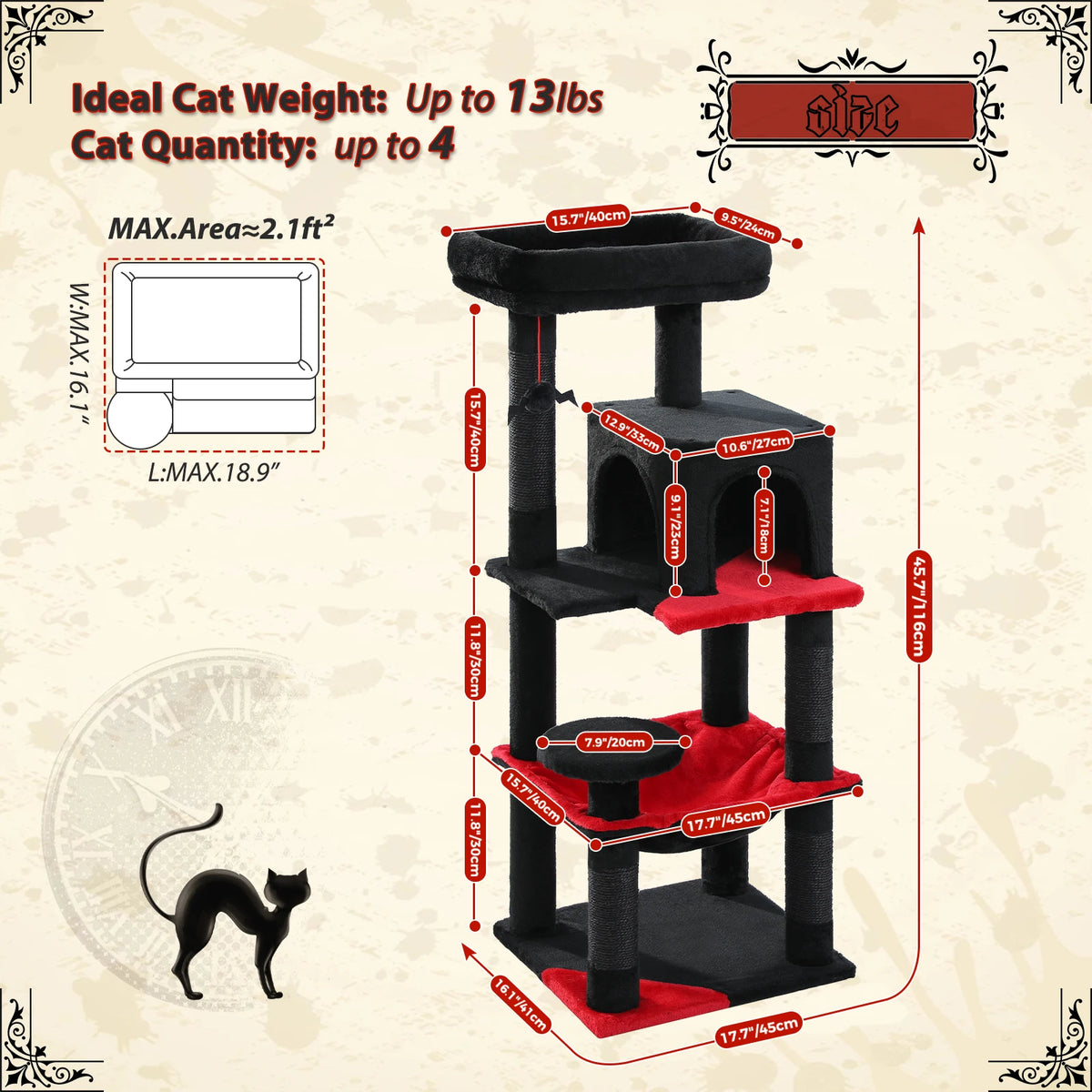 PAWZ Road Gothic Cat Tower With Sisal Posts And Luxury Hammock